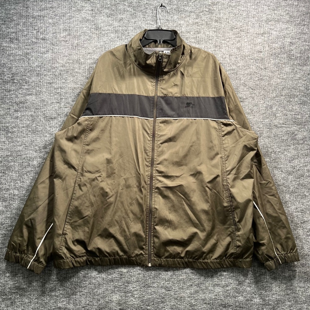 Starter Mens 2XL Brown Full Zip Windbreaker Jacket Track Coat